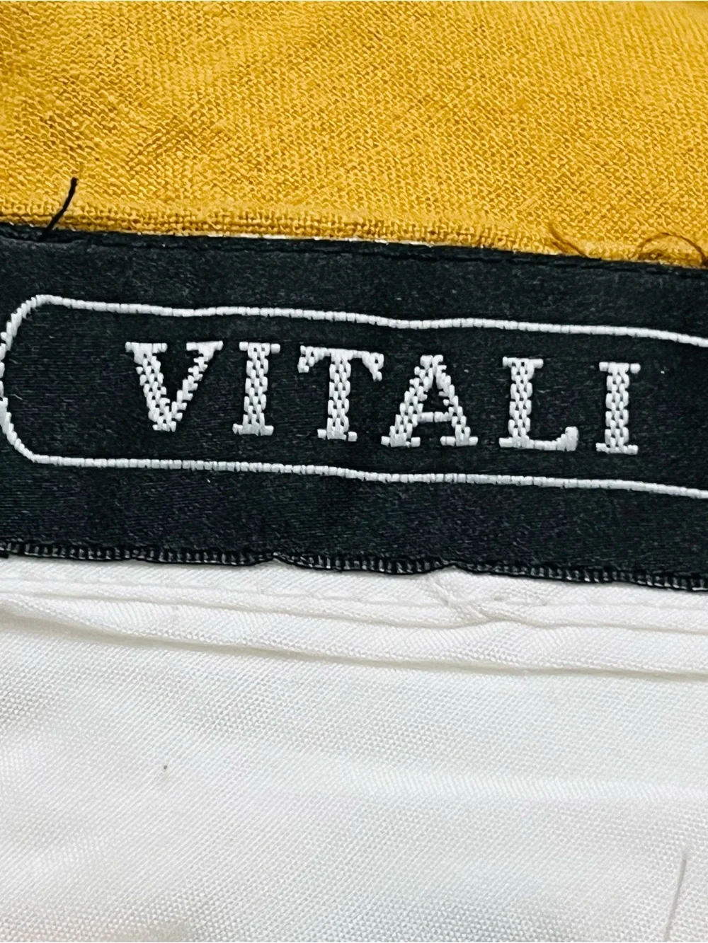 Vintage Vitali 100% Linen Men’s Pants Pleated Mustard/Yellow Pockets Sz 40x28